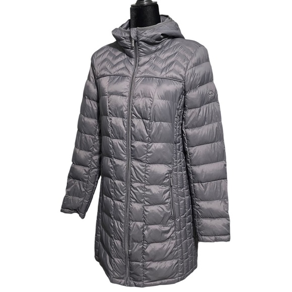 Michael Michael Kors Packable Down Fill Long Jacket Parka Gray Small - Picture 11 of 11
